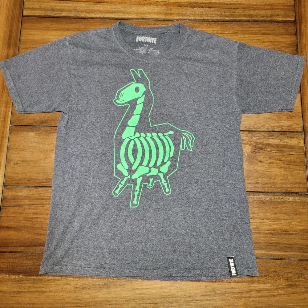 Fortnite Dark Grey Unisex Tee X-Ray Llama - Size 18/20